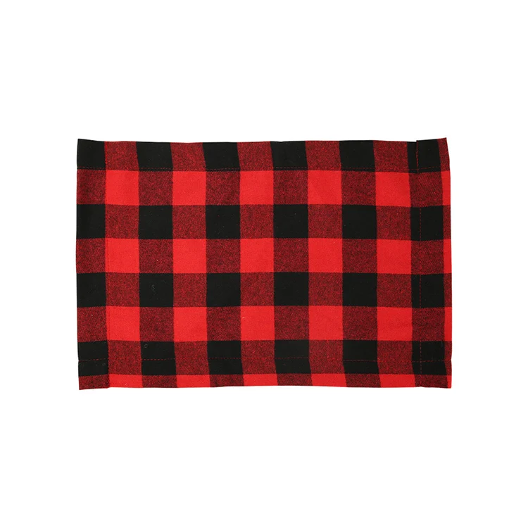 

E1579 Kitchen Table Heat Stain Resistant Knives Forks Plaid Mats & Pads Dining Table Fabric Grid Christmas Placemat, Picture