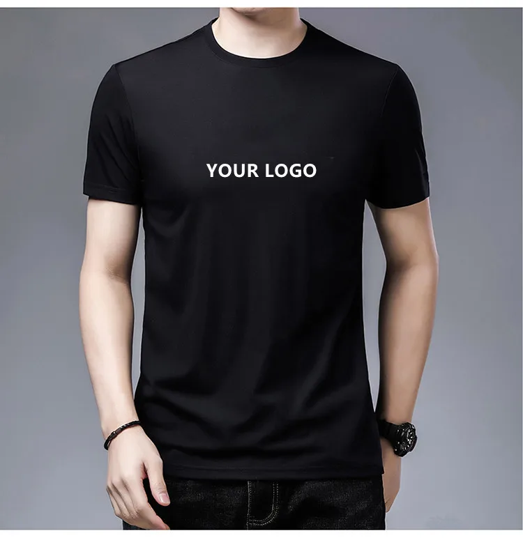 

Customized print organic bamboo fiber white black blank plain t-shirt short sleeve in stock drop shipping, Multi color