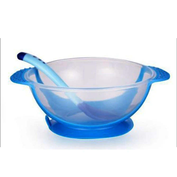 

PP baby sucker bowl with lid and temperature-sensing spoon set