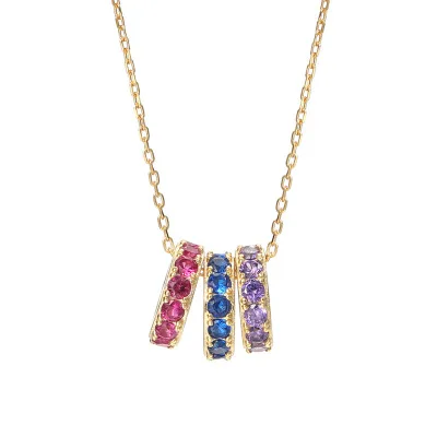 

New Design Necklace Geometric Colorful Pendant Necklace With Zircon Silver 925, As picture