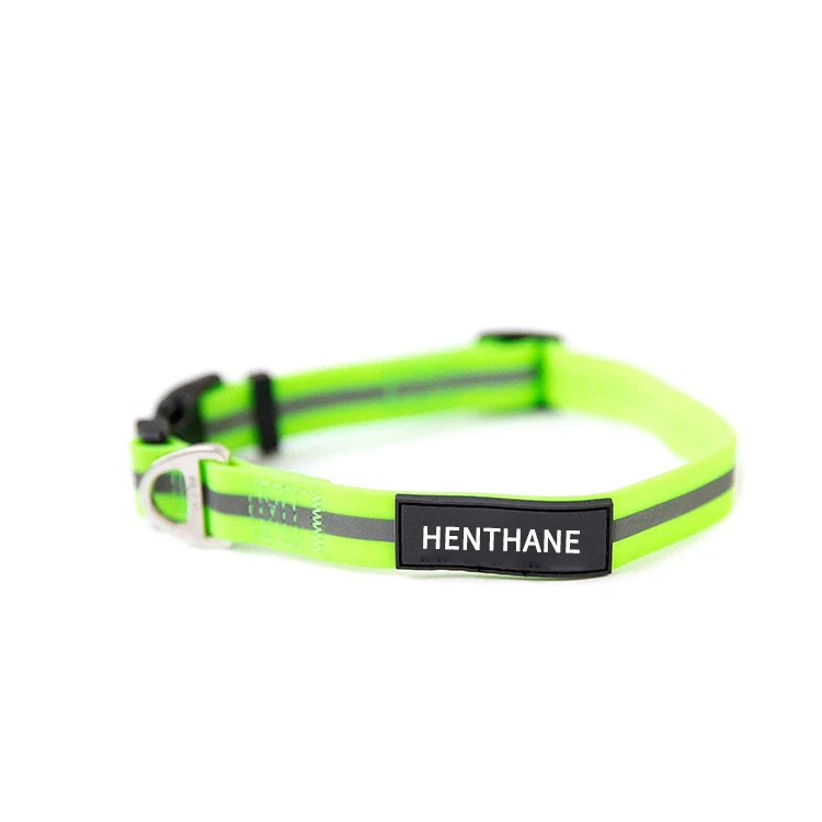 

High Strength PVC Waterproof Reflective Dog Collar For Pets, Soft Rubber Adjustable Custom Design Logo Pet Collars, Red, orange, pink, yellow, green, blue