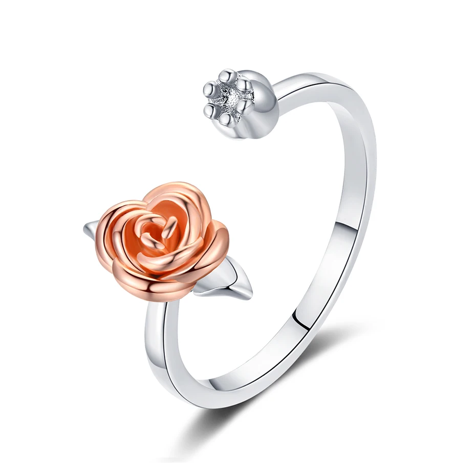 

Rose Valley Rose Flower Rings Resizable Amazon Wedding Ring Hot Sale Women Jewelry Gift Custom Party Diamond OEM Jewelry RRR008