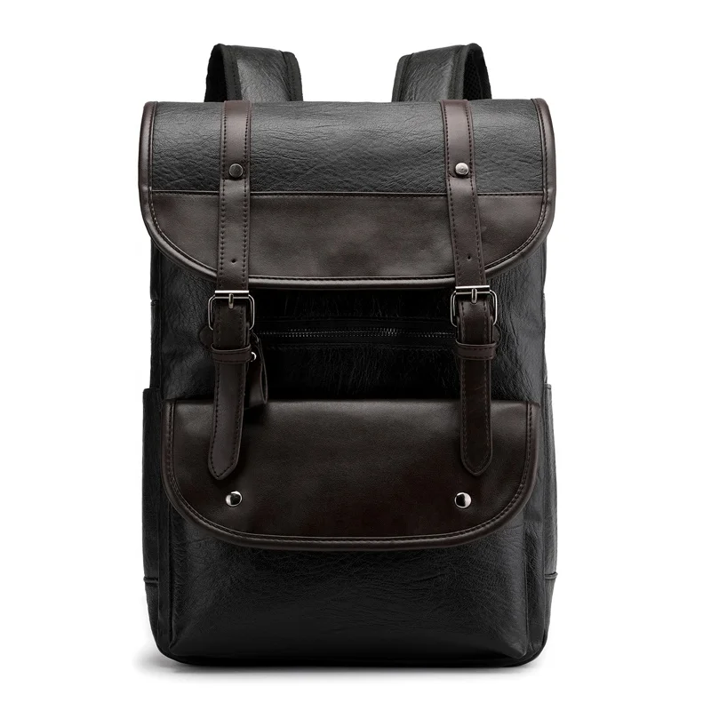 

Popular Laptop Bag High Quality Computer Back Pack Durable Leisure Vegan Waterproof Men PU Leather Backpack