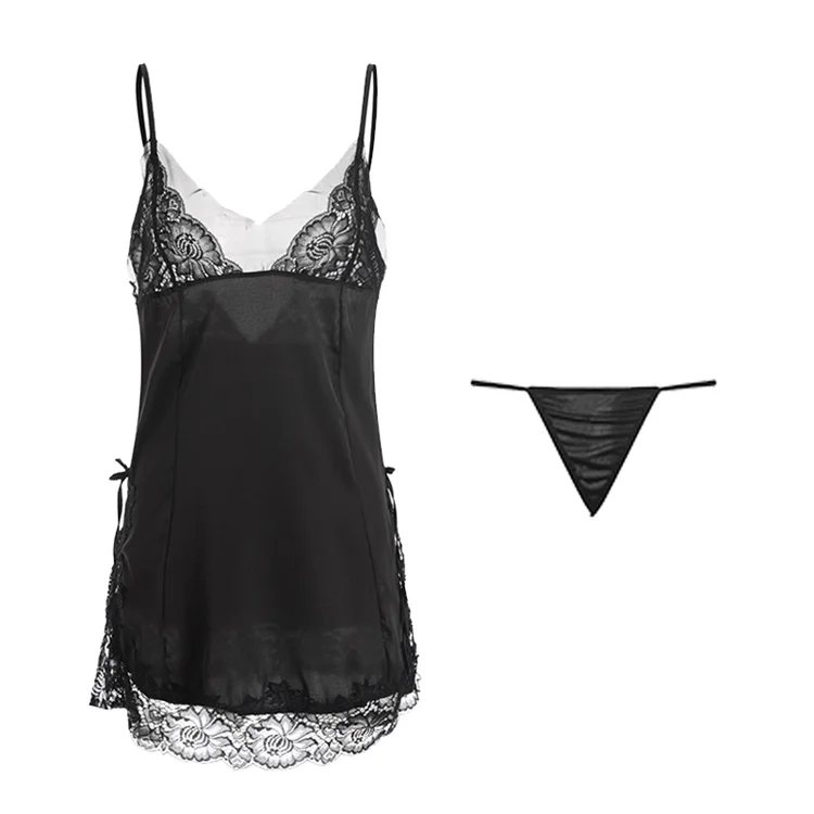 

Ladies Backless Silk Sexy Babydoll Lingerie Suspenders Sleepwear