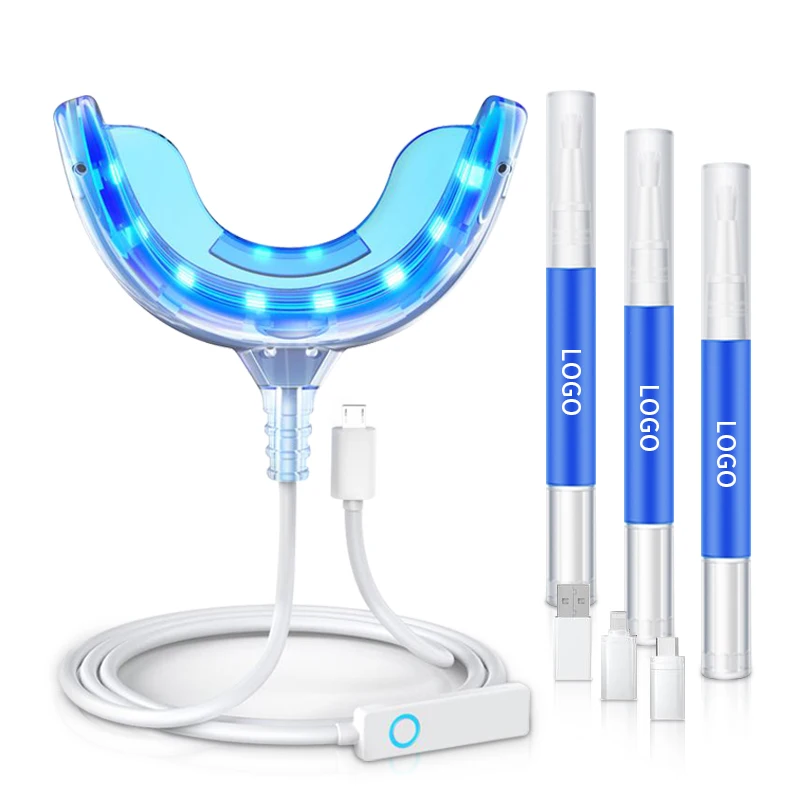 

Private Logo USB Plug for Mobile Phone Custom Portable Cold Led Blue Light Tooth Strips Pen Teeth Whitening Kits