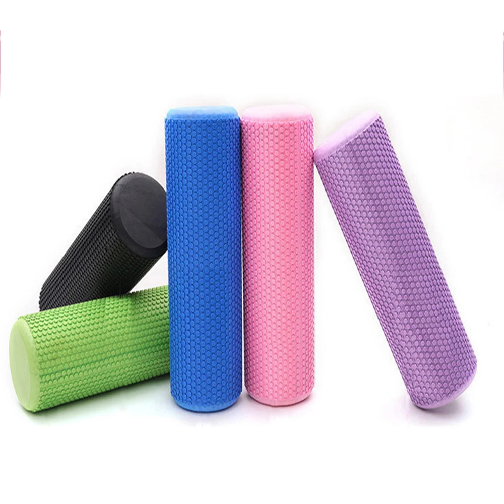 

30/45/60CM Fitness Pilates Foam Roller Blocks EVA Yoga Column For Neck Back Arm Waist Hip Leg Muscle Massage Drop Shipping, Black/purple/blue
