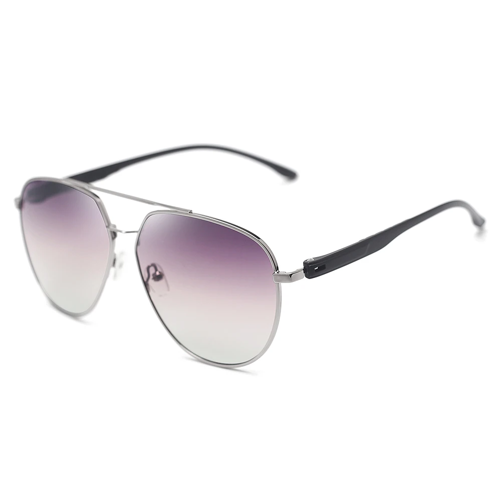 

2021 New Arrival Custom Logo Fashion Vintage Square Big Frame Double Bridge Metal Oversized Gradient Sunglasses for Men Women