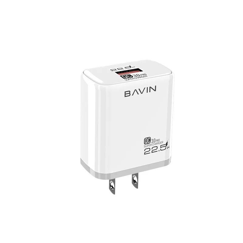 

BAVIN 22.5W Single USB Port QC3.0 fast charging Mobile Phone Charger with cable for Apple Android iphone PC826, Custom color