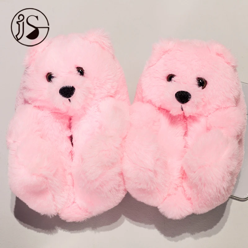 

Wholesale Fashion Various Styles Plush teddy bear slippers Indoor shoes home slides plush soft fur kids slippers 2021