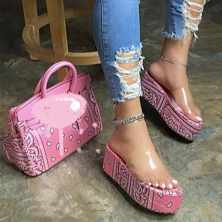 

Hot new fashion summer colorful wedges platform slides women, 4 colors
