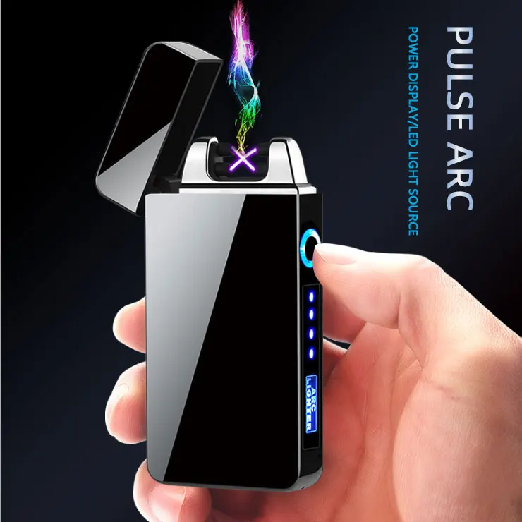 

A Dual Arc Electric USB Lighter Rechargeable Plasma Windproof Flameless Cigarette, Black