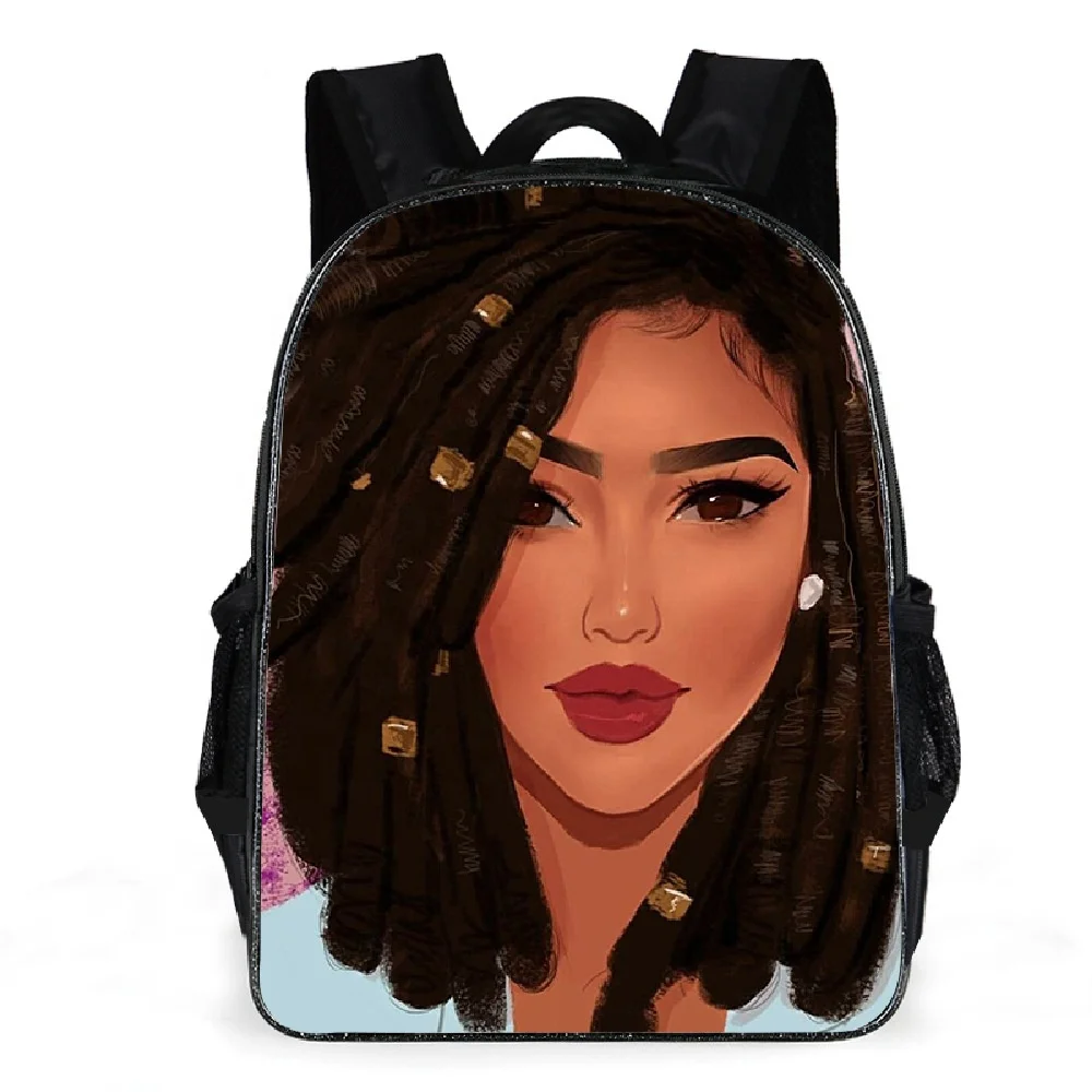 

Hot sale nice Black Art Afro Girls Children Schoolbag Kids School bag for girls Backpacks Student Bookbags