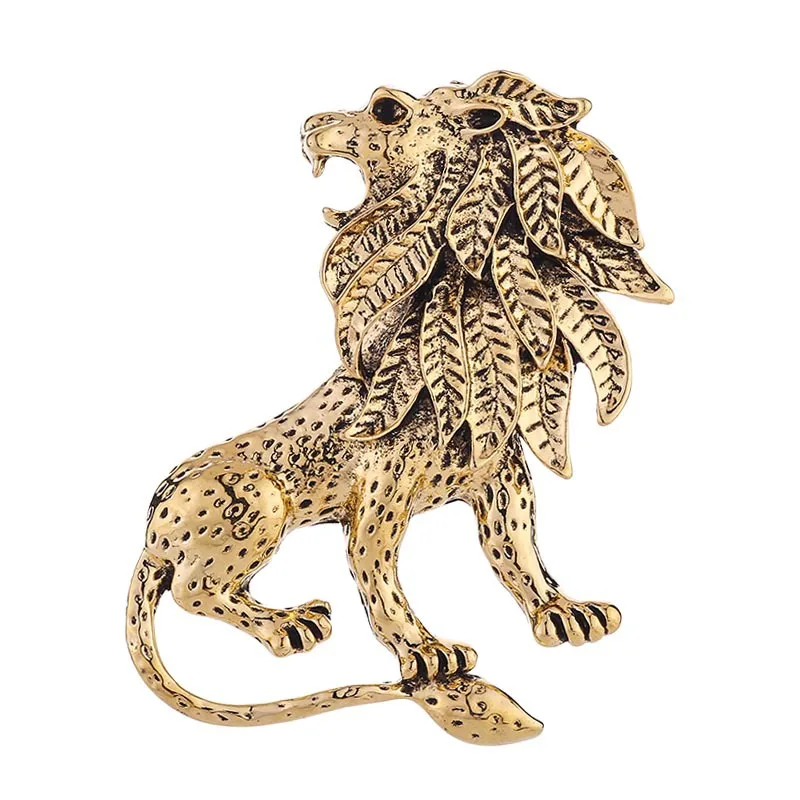 

Men's Suits Brooch Pins New Arrival Gold Silver Lion Brooch Animal Brooch, As picture