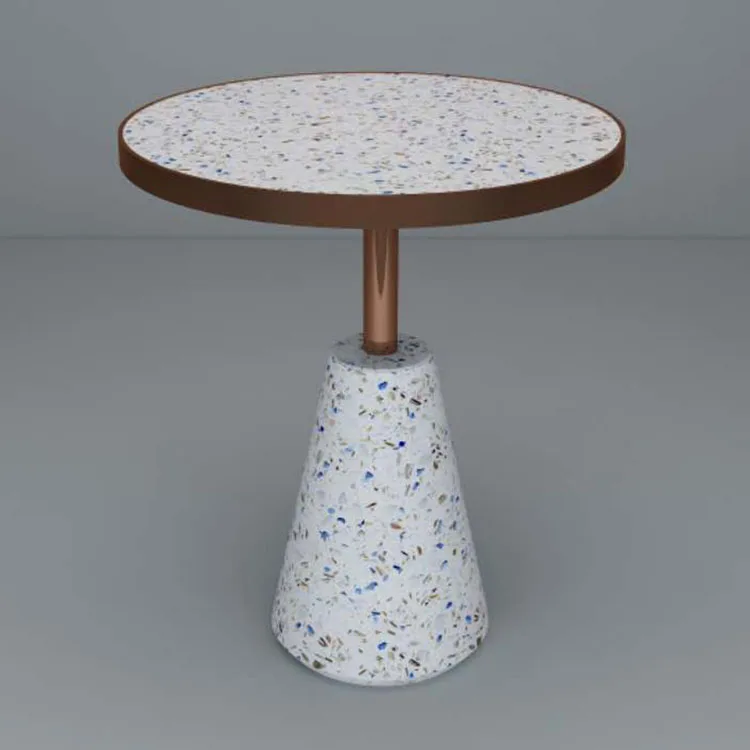 
Solid Surface Reception Edge White Coffee Terrazzo Customized Table Top 
