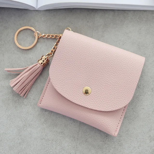 

2021 Mini Tassel Women Purse Female Short leather Wallets Lovely Purse Female Small Coin Card Holders