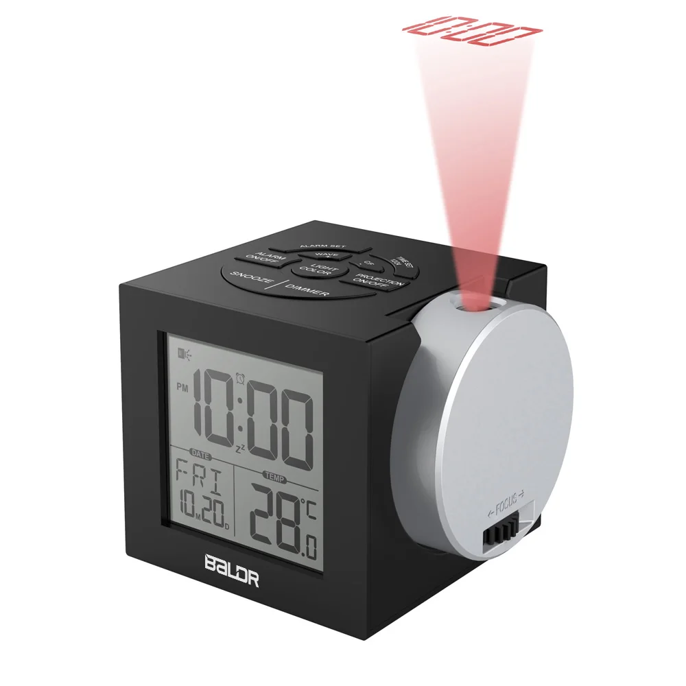 

Electric Table Alarm Clock Digital Projector Clock 7 Color Back-Light Decorative