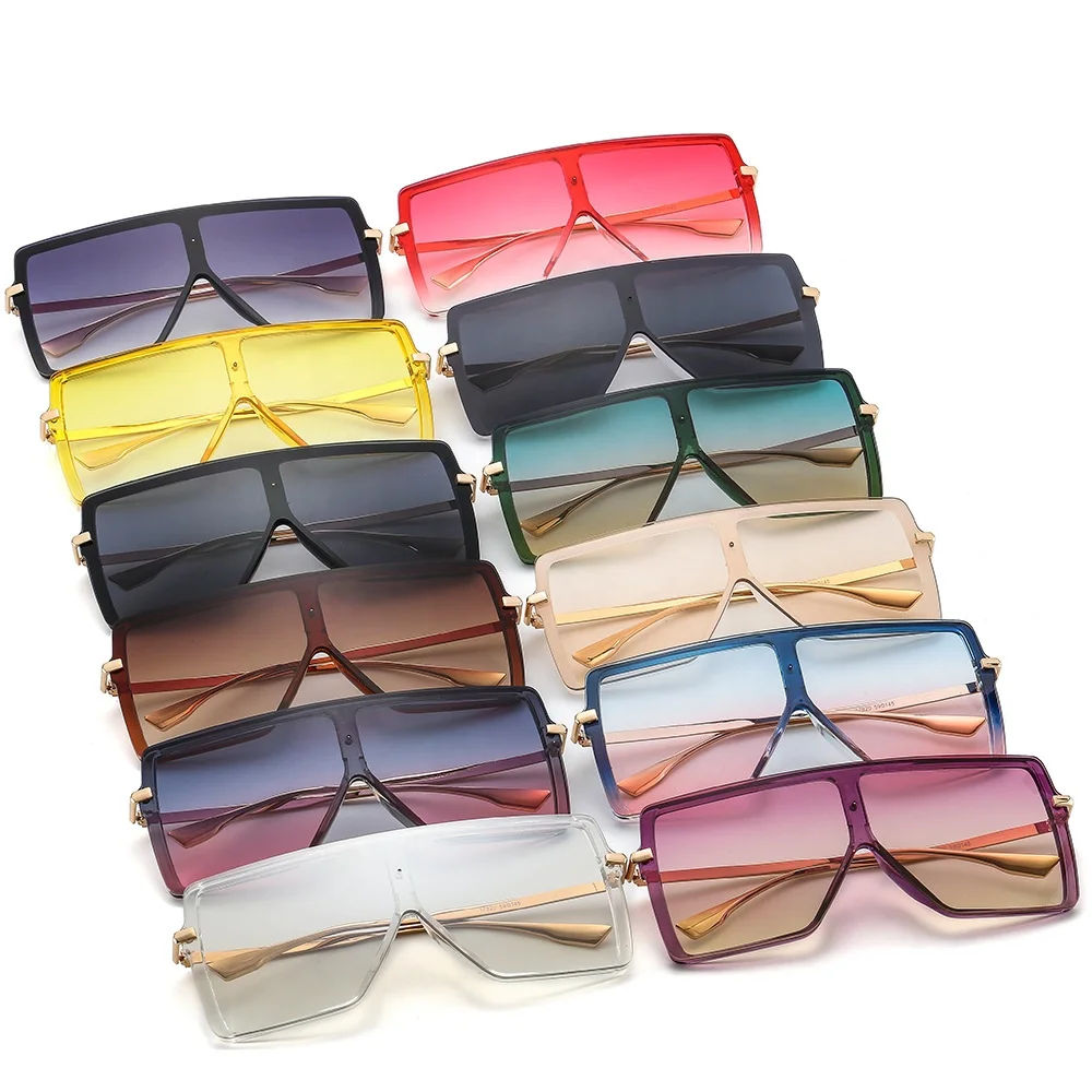 

New square fashion sunglasses women's personality European and American large frame one-piece glasses men's sunglasses