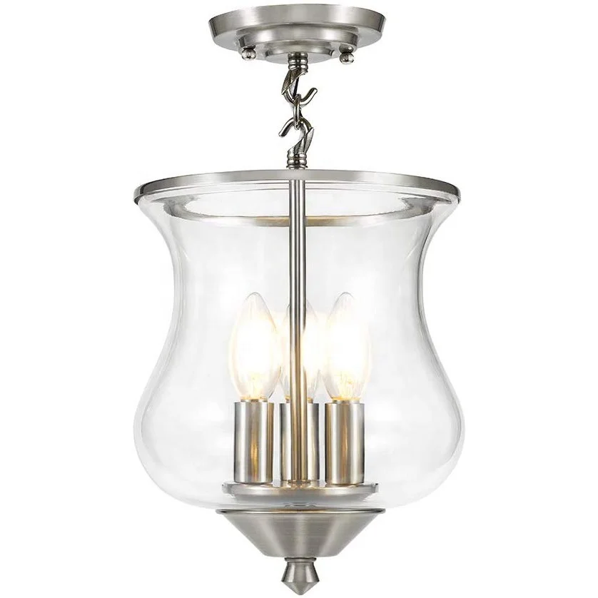 JLC-C025 Modern Clear Glass Semi-Flush Mount 3-Light lamp decorative light