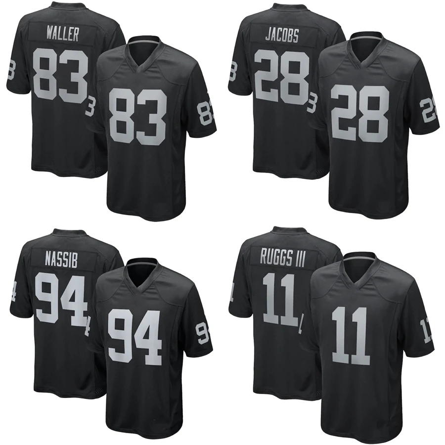 

Mens Las Vegas 28 Josh Jacob American Football Jersey Embroidery 94 Nassib Raider Black Legend Uniform 83 Darren Waller