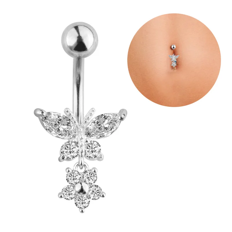 

Hot sale new navel ring creative butterfly zircon umbilical button umbilical puncture jewelry