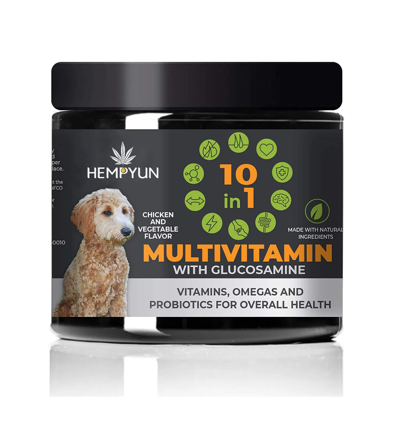 

Natural 10 in 1 Dog Multivitamin with Glucosamine & PurforMSM for Dog Hip and Joint Support, Brown