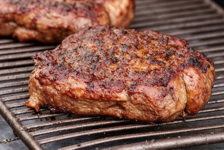 Smoked ribeye on plate with side dishes