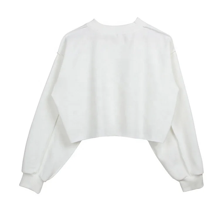 

High quality Custom logo Long Sleeve 100 cotton brushing oversized Women Blank Cropped Top sweatshirt, Available