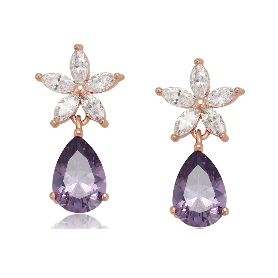 99326 Xuping new design gold plated fashion custom diamond drop stud earrings for girls
