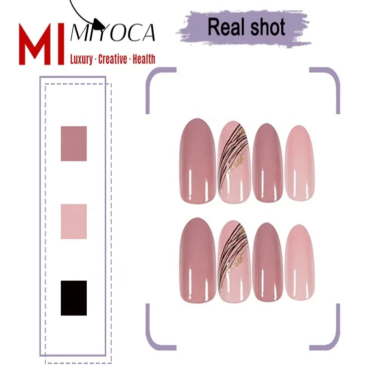 

MIYOCA Nails Art Trend 2021 Lotus Color Fale Nails Press on Designs with Glue Wholesale 24pcs/box Faux Ongles Fillettes