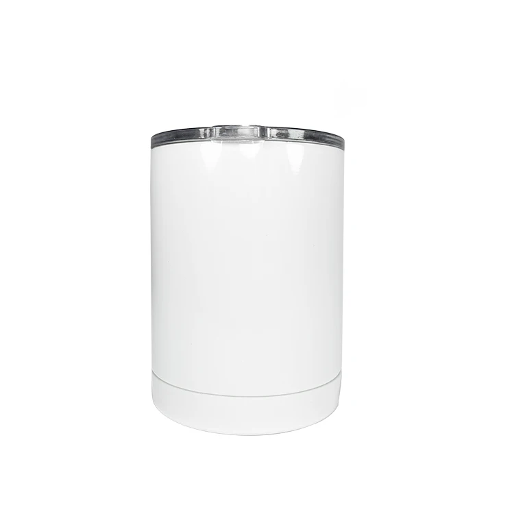 

USA warehouse fast dispatch stainless steel sublimation white coffee mug 10oz low ball with lids free shipping