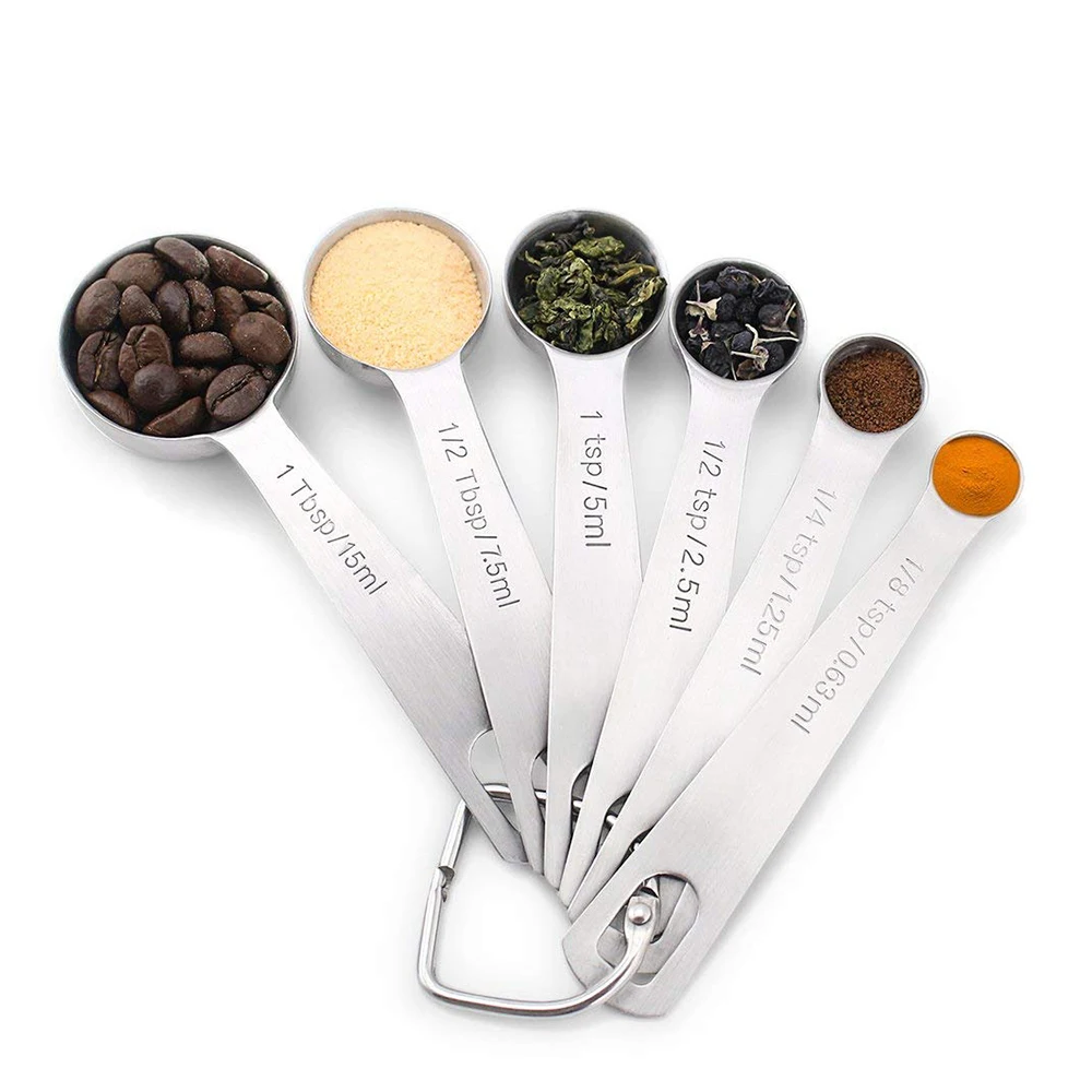 

Best Selling Set of 6 for Measuring Dry and Liquid Ingredients Cups 18/8 Stainless Steel Measuring Spoons, Sliver