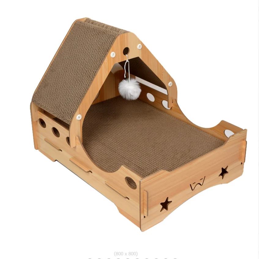 

Wholesale Multiple Shapes Solid Wood Cat Scratcher for Indoor Multifunctional Cat Scratch Pad Cardboard Scratching