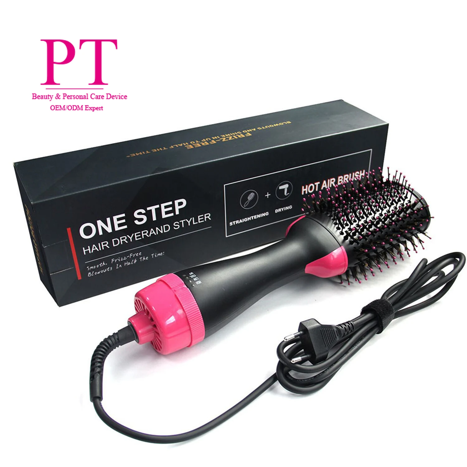 

Home Saloon Ionic Volumizer One Step Hot Air Negative Ion Comb Styler Hair Straightener Buy Hair Dryer Brush, Red,purple,blue