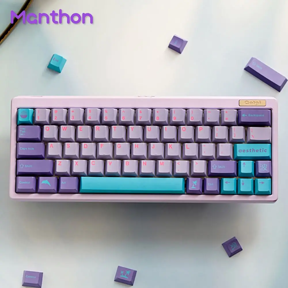 

GMK Vaporwave Purple Color Matching PBT Dye Sublimation Keycaps For Mechanical Keyboard Cherry Profile 129 Keys