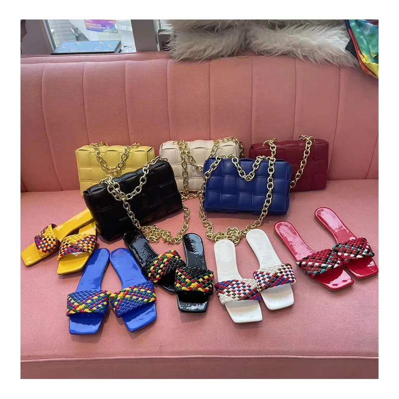

Ladies Shoes Slides and Slippers Matching Bag and Sandals Set for Women