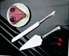 stainless steel wedding cake knife and serving set dinnerware table set with crystals decoration