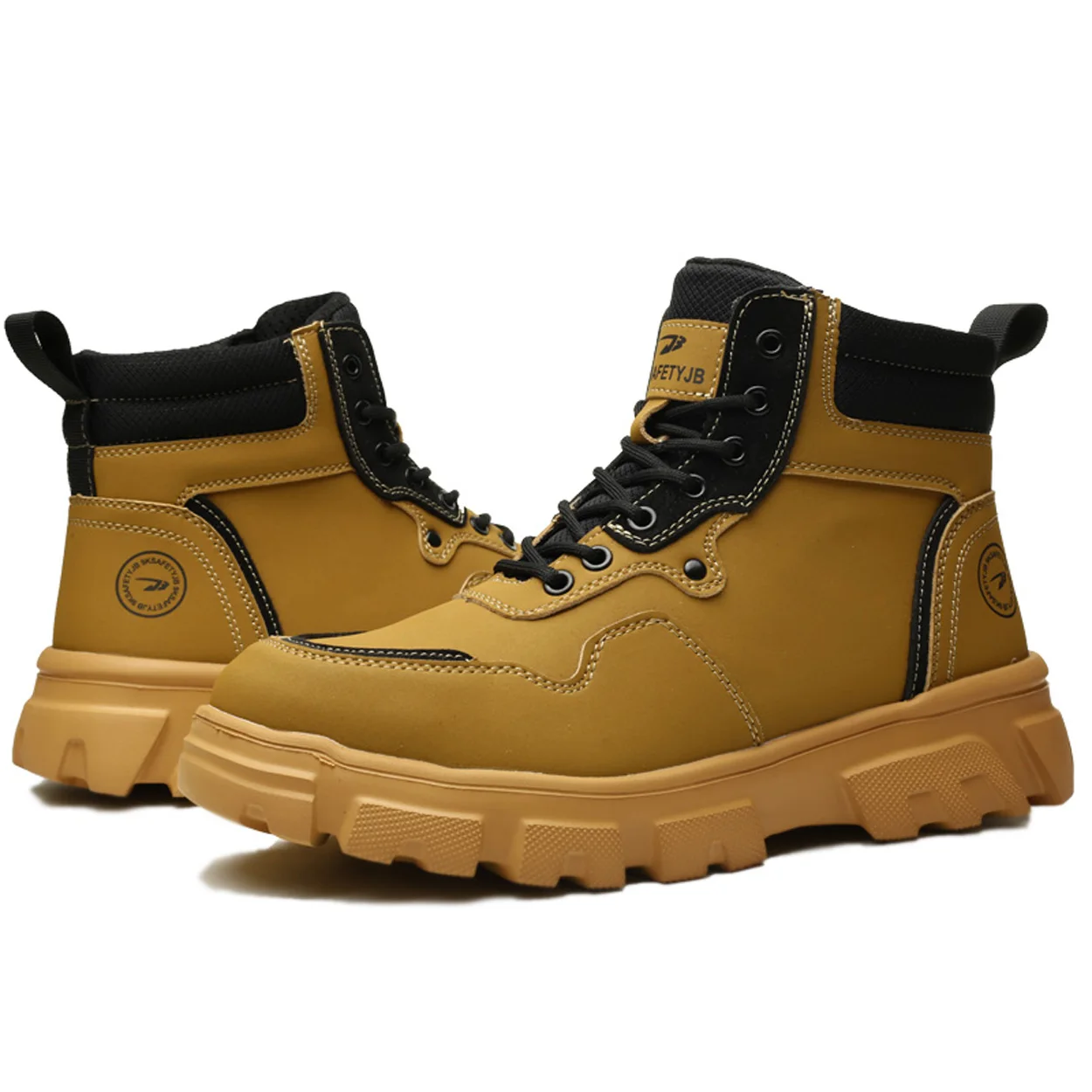 Men's Custom Black Mid Cut Safety Work Shoes Steel Toe Sneakers for Construction Dropshipping Winter & Autumn Use Cheap Sale