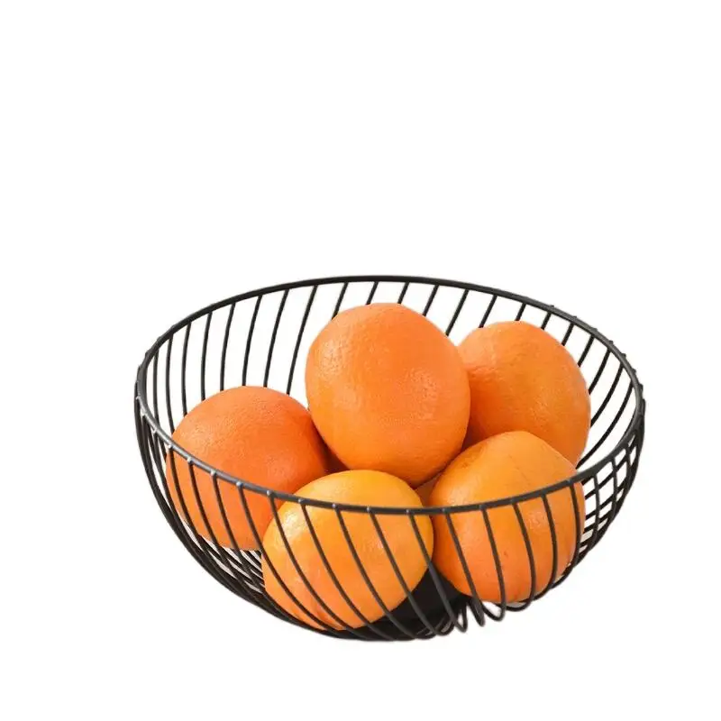 

New Design Round Iron Metal Wire Mesh Multipurpose Storage Baskets, Black