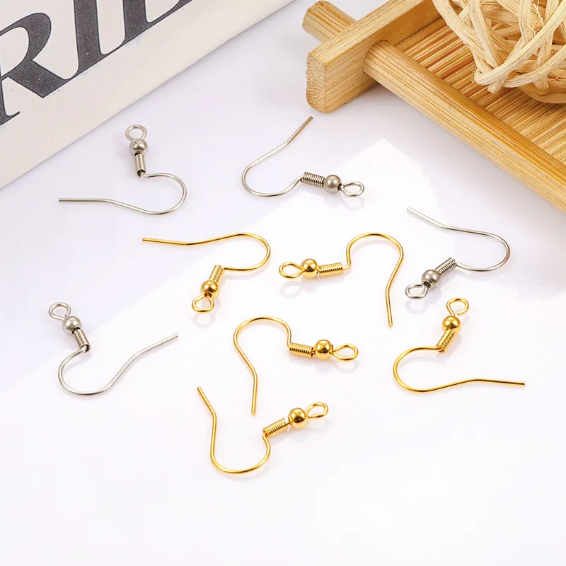 Waterproof Pvd Vacuum 18k Gold Plated Stainless Steel Earring Hooks for Jewellery Making DIY
