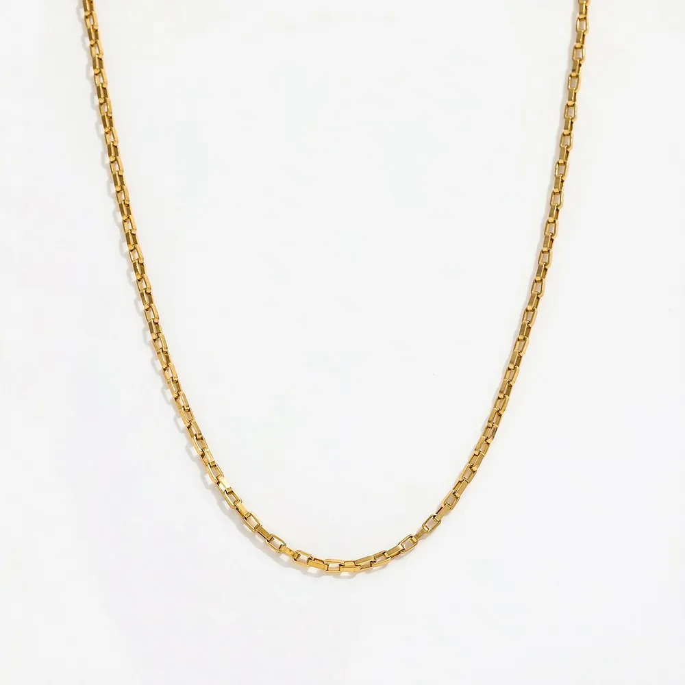 Joolim Jewelry Stainless Steel  Box Chain Necklace Trendy Gold Jewelry