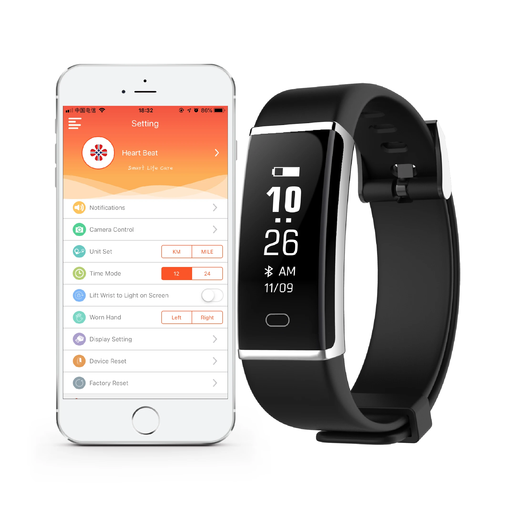 

J-Style Chinese factory smart band fitness 1822 healthy waterproof smart watch wristband, Black, blue, customized color