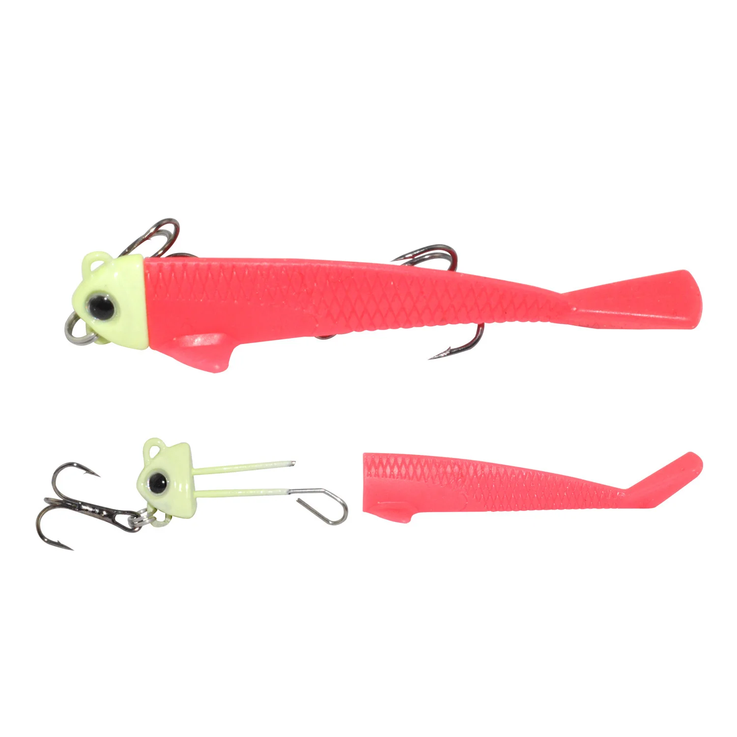 

10g luminous Jigging TPR Soft Bait Fishing Lures JIG Lead Head Jig Fish T Tail Sea Bass Lure Fishing Tackle, 3 colors