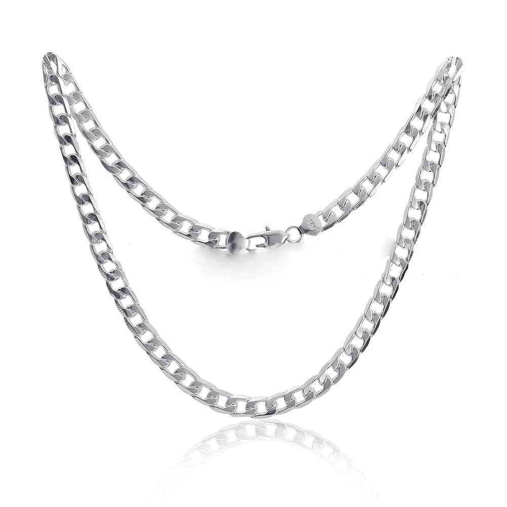 

Women Men Sterling Silver Plated Necklace Chain Jewellery Silver plated high imitation 925 silver necklace jewelry for women and