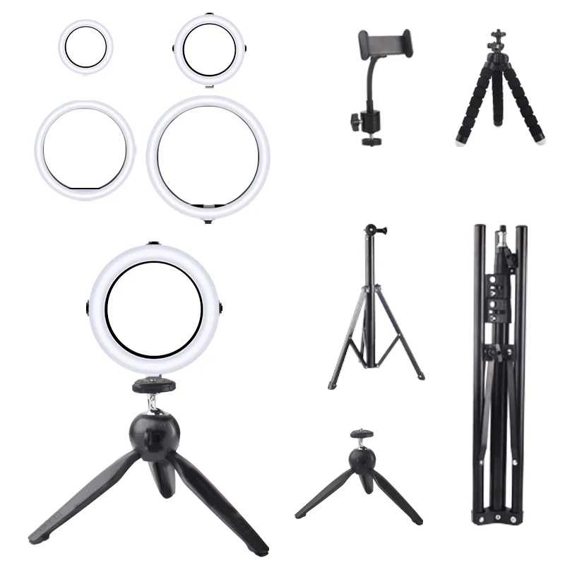 20cm 8 inch Cell Phone Led Lamp Camera Selfie Ringlight Holder Fill Ring Light With Tripod Stand For phone