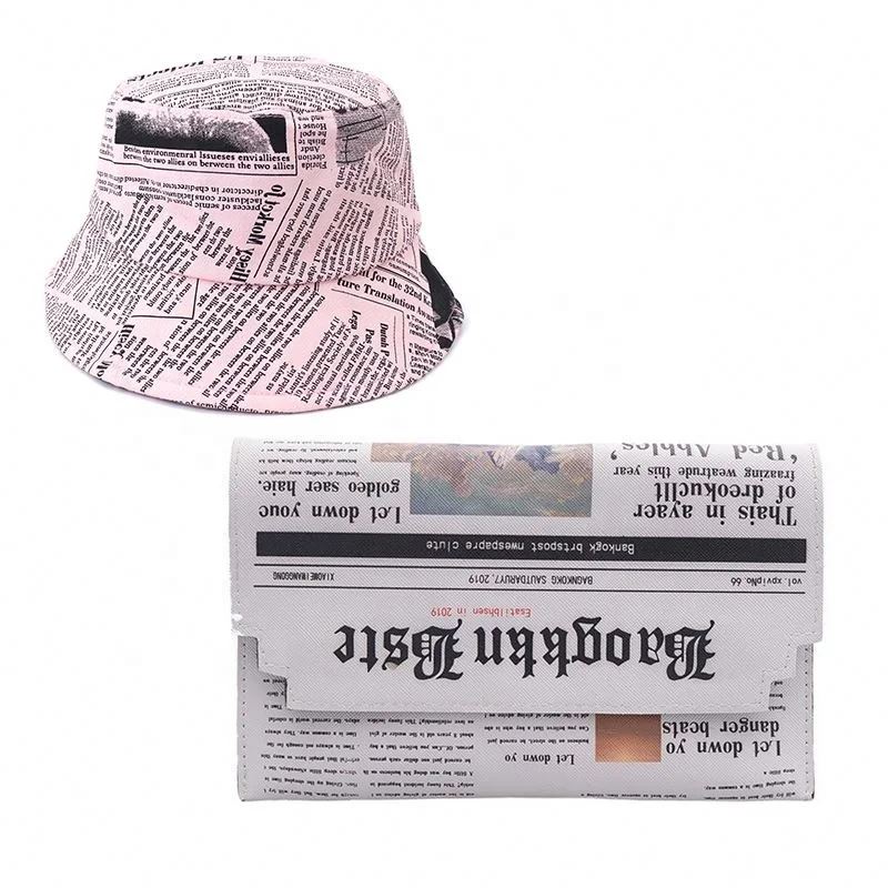 

New Product Newspaper Bags Purses And Bucket Hat Set Designer Handbags For Women Purses and Handbags