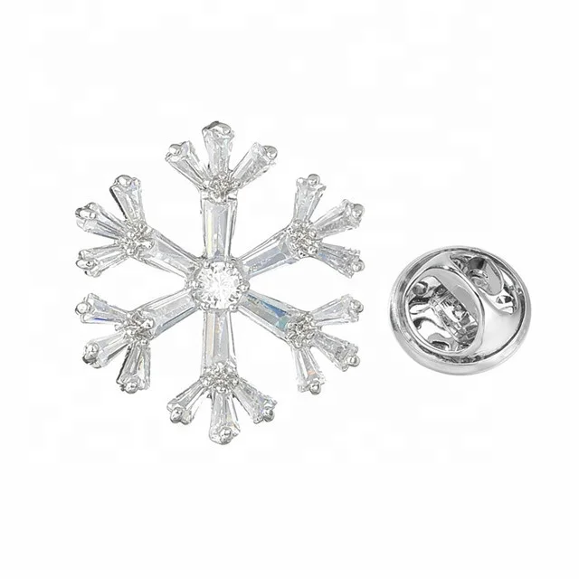 

High Quality Fashion Jewelry Cubic Zirconia Fashion Women Snowflake Brooch, White