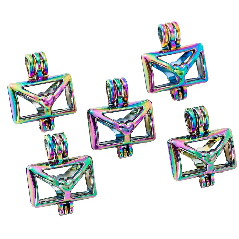 

Colors Envelope Love Letter Pearl Cage Pendant Aroma Essential Oil Diffuser Locket DIY Jewelry Finding, Color