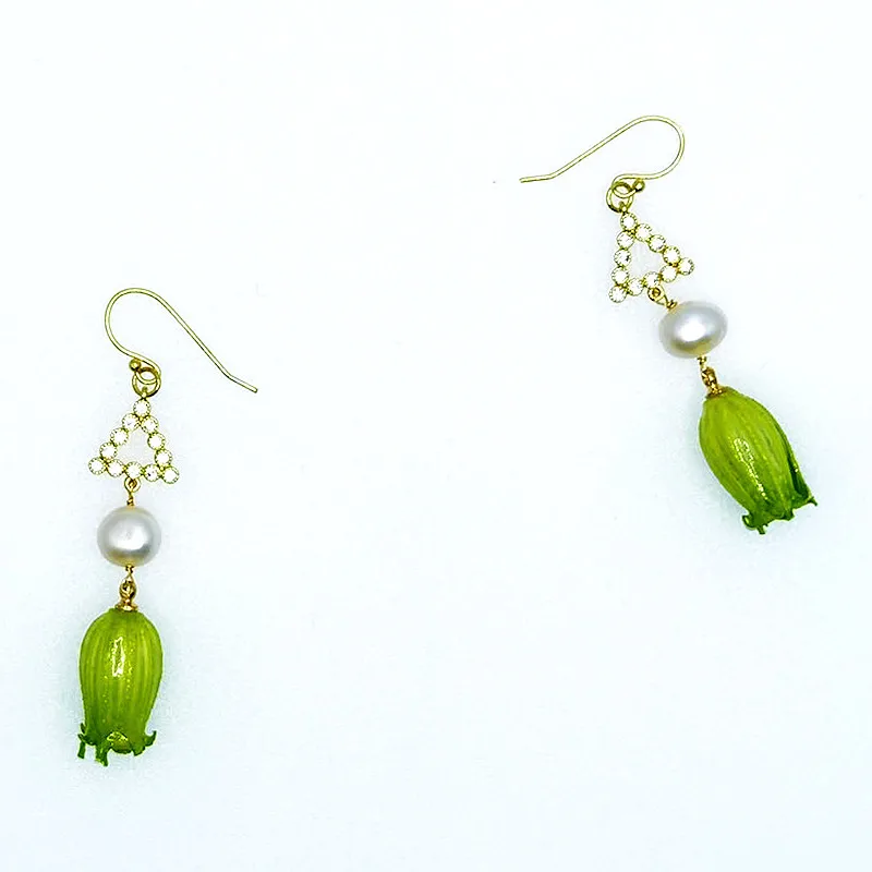 

E572 Original Grape Drop Earring S925 Silver Hooks Gold Real Flower Real Leaf Color Pearl Hook