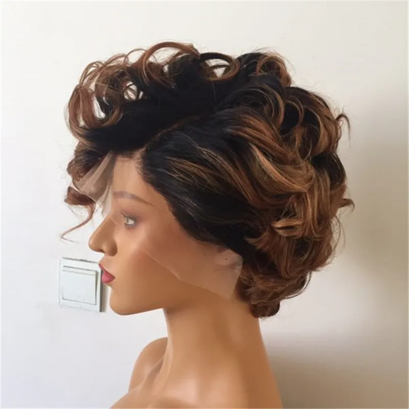 

Mix Color Black and Brown Pixie Wig Popular in USA