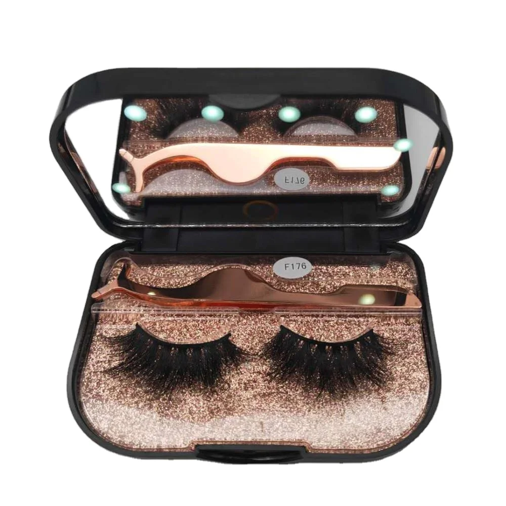 

eyelash case with mirror and light custom lashcase with lights